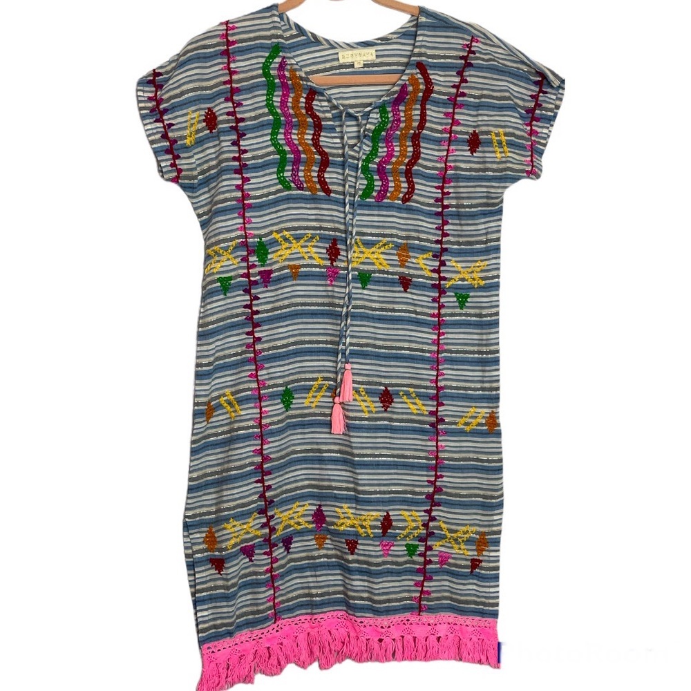 Rubyyaya Embroidered Striped Beach Dress Size XS